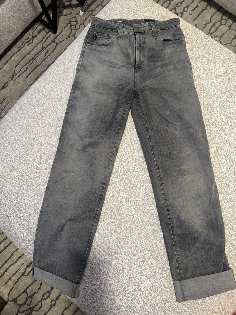 Ag Adriano Goldschmied Straight-Leg Jeans in Washed Gray